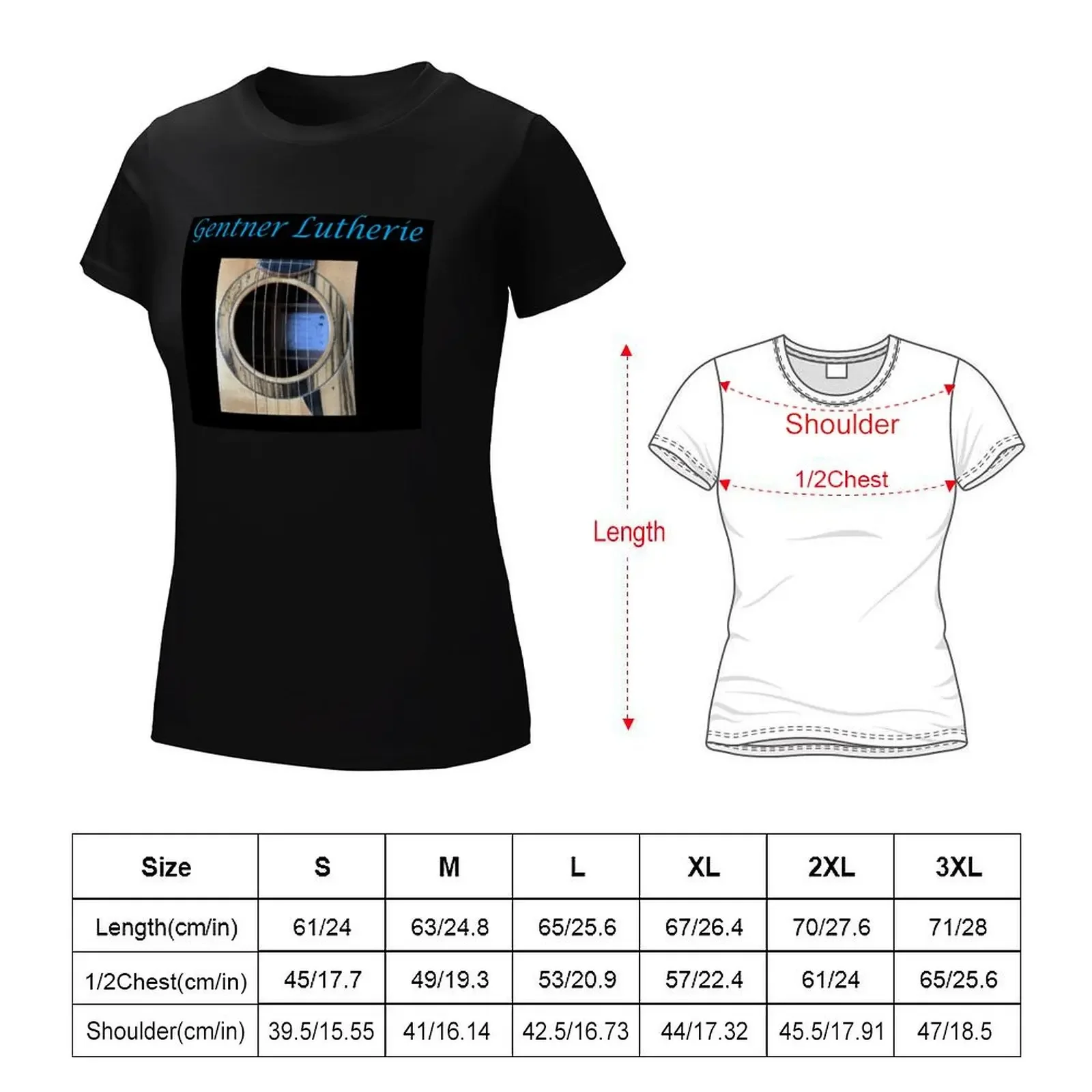 Gentner Lutherie Soundhole Logo T-Shirt female cute clothes tops lady clothes white t shirts for Women