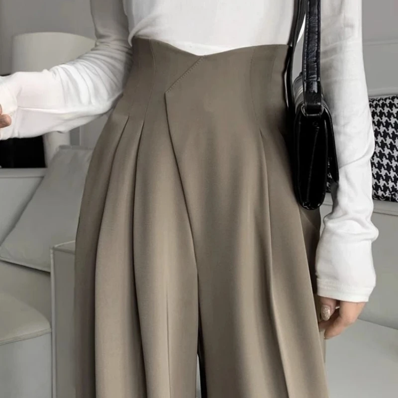 

Stylish Fishbone High Waist Trousers Women Autumn Loose Fit Slimming Casual Floor Length Pants
