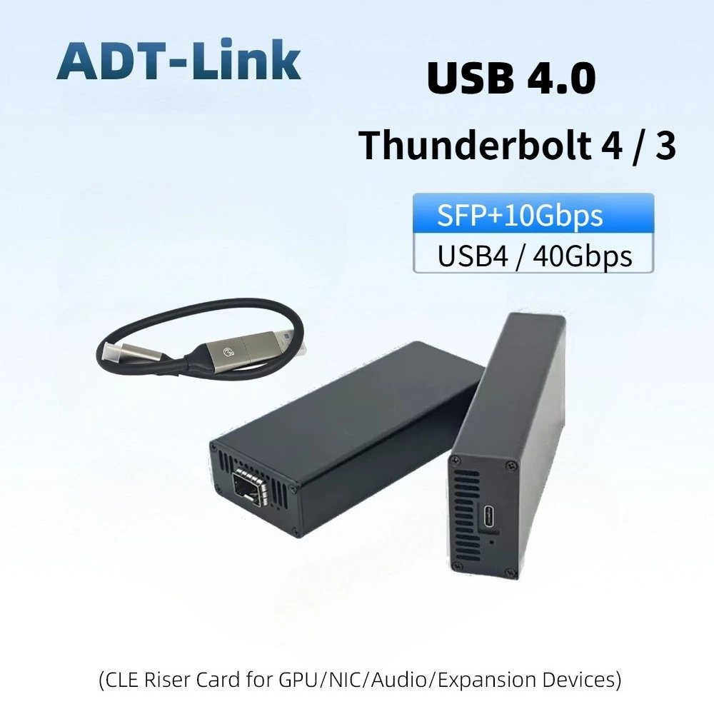 USB4 10Gbps SFP+ Optical Network Card Single Port USB4.0 10GbE Fiber Adapter Type C USB-C Compatible Thunderbolt 3/4 Plug / Play
