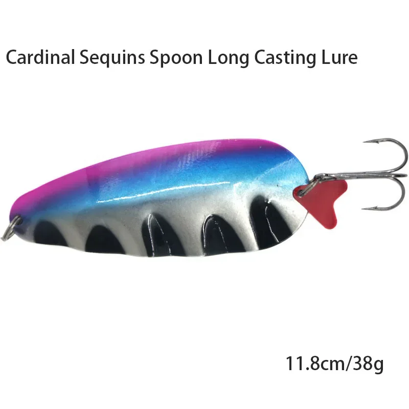 

11.8cm/38gTrolling Trout Spoon Bait Bass Pike with Treble Hook Pesca Red Heart Sequins Spoon LongCasting RoadLureFreshwater Deep