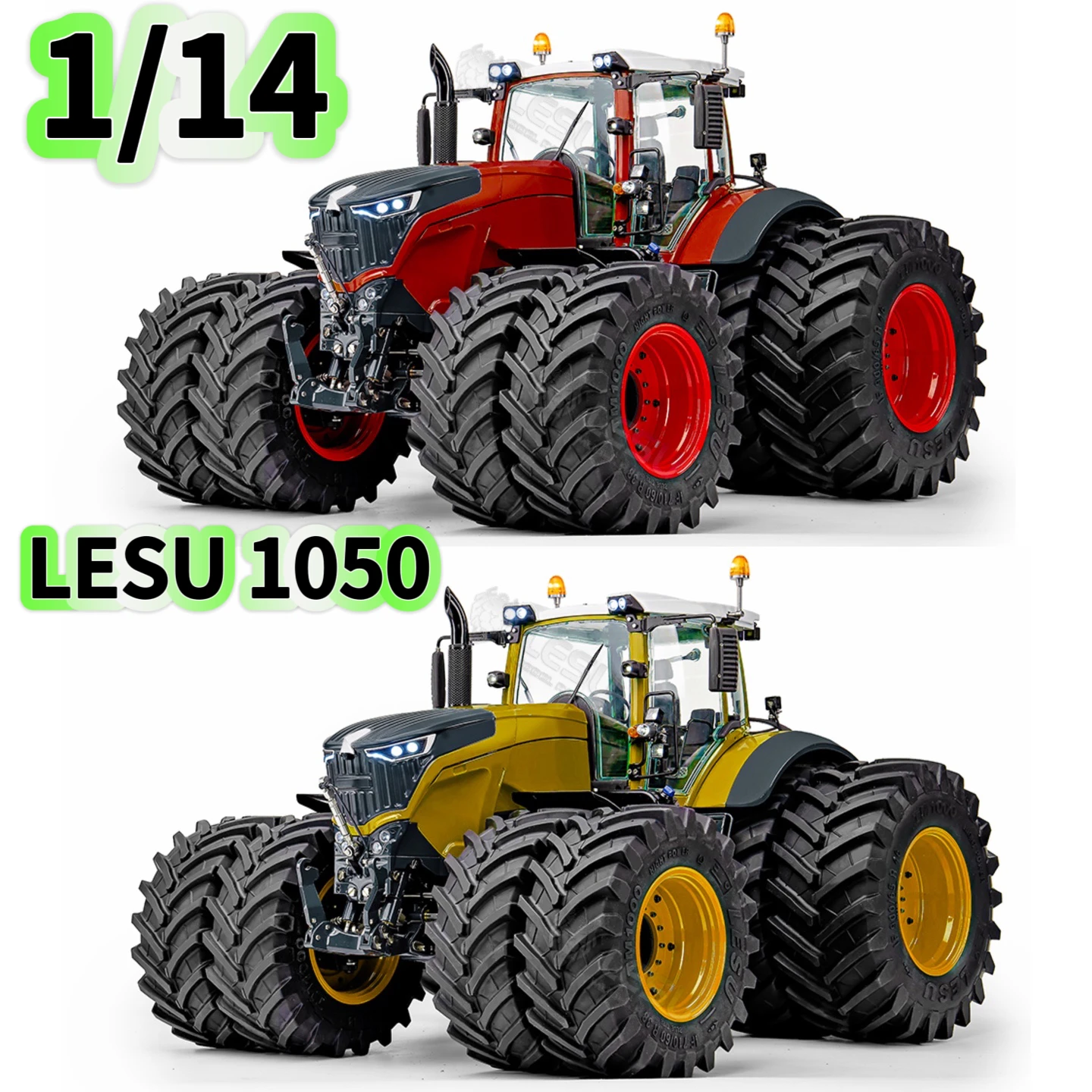 1/14 Double Wheels LESU 1050 RC Hydraulic Tractor Light Smoking New Sound Radio Control Metal Truck Car Lock Differential Axle