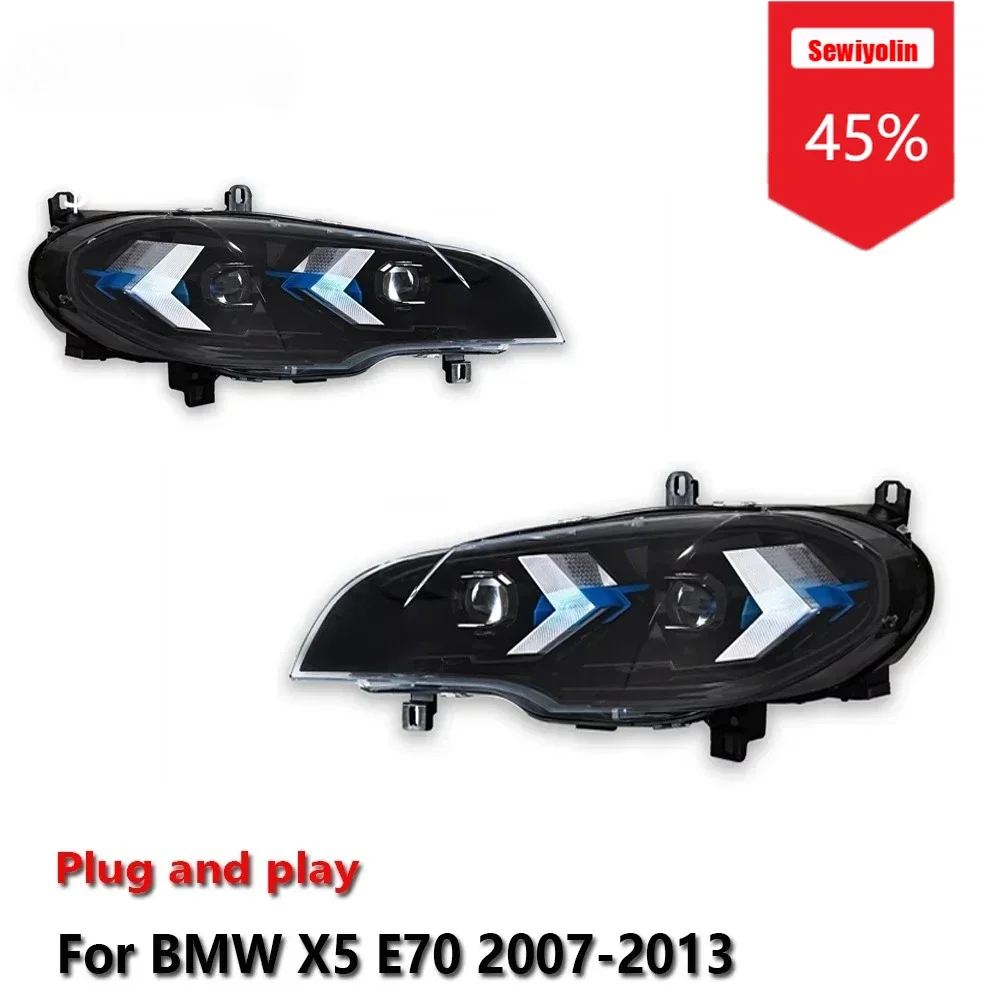 

Sewiyolin Car LED Headlight Light Assemblies For BMW X5 E70 2007-2013 Auto Fog DRL Brake Turn Signal Lamp Plug and Play