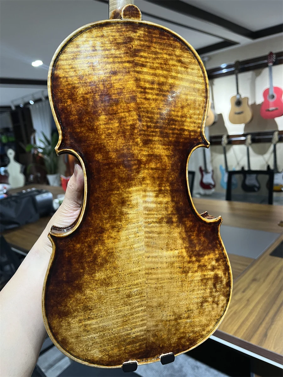 Video included Professional Vintage Old 4/4 Violin Cкрипка 4/4 كمان 바이올린 Hand Made Musical Instrument Keman Free violin case&Bow