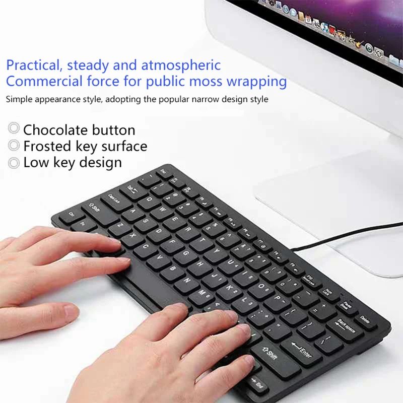 1 PC คุณภาพสูงอินเทอร์เฟซ USB ที่เงียบสงบ MINI Ultra Thin แบบพกพาคีย์บอร์ดแบบมีสายสําหรับ Notebook PC คอมพิวเตอร์สมาร์ททีวี
