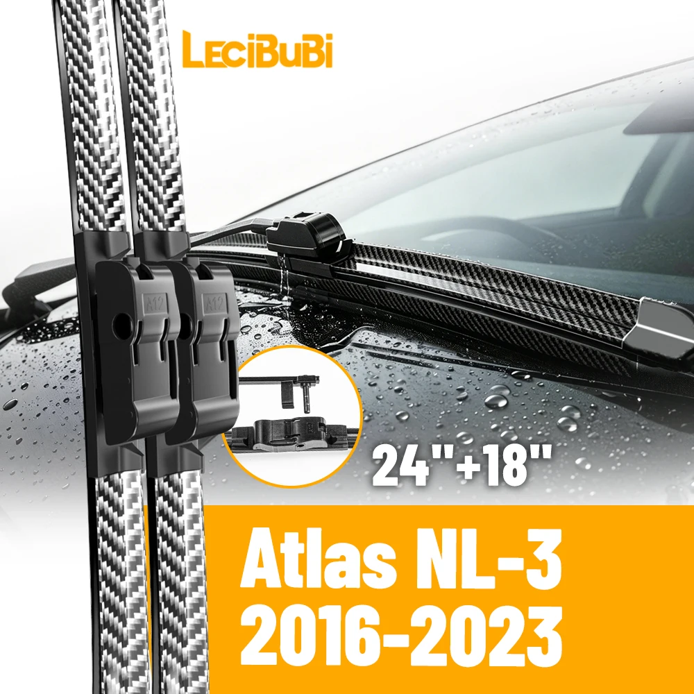 

2pcs Front Windshield Windscreen Wiper Blades For Geely Atlas NL-3 2016-2023 Carbon Fibre Rubber Brushes Car Accessories 24"+18"