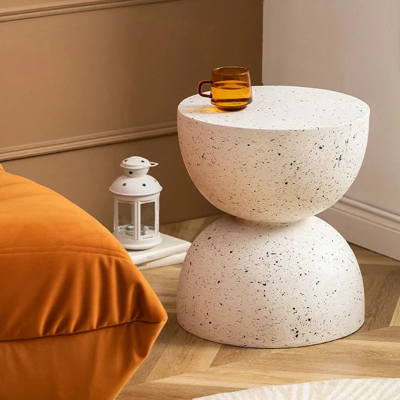 Nordic Hourglass Imitation Terrazzo Small Side Table Ins Coffee Table Creative Circular Storage