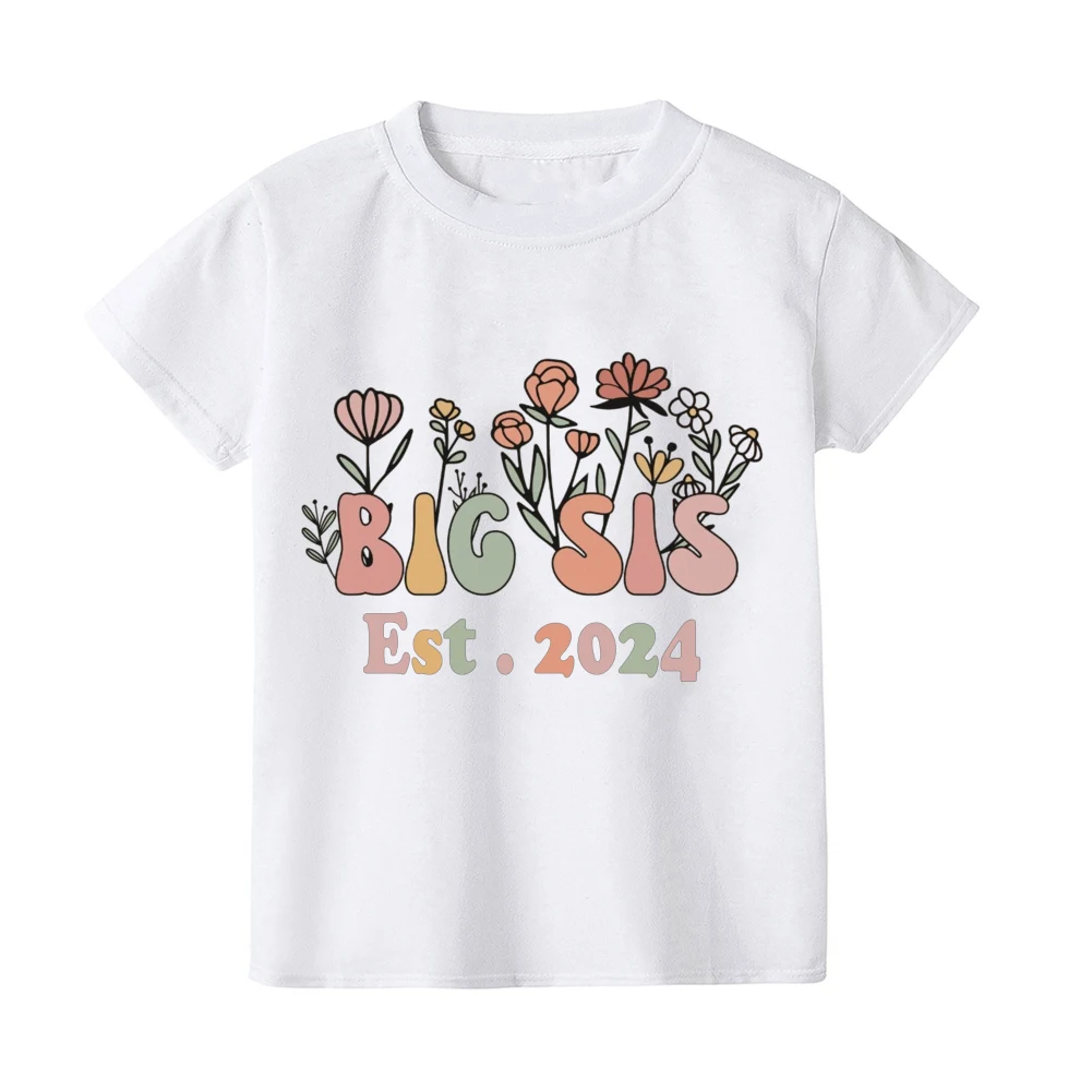 Kids T-shirt 2024 Big Sister Child Shirt Baby Announcement Shirts Girl Clothes Big Sister To Be Outfit Toddler Short Shirts