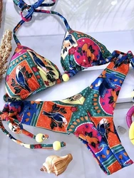 Traje de baño brasileño para mujer, conjunto de Bikini Sexy con Push-Up, traje de baño bohemio, conjuntos de 2 piezas