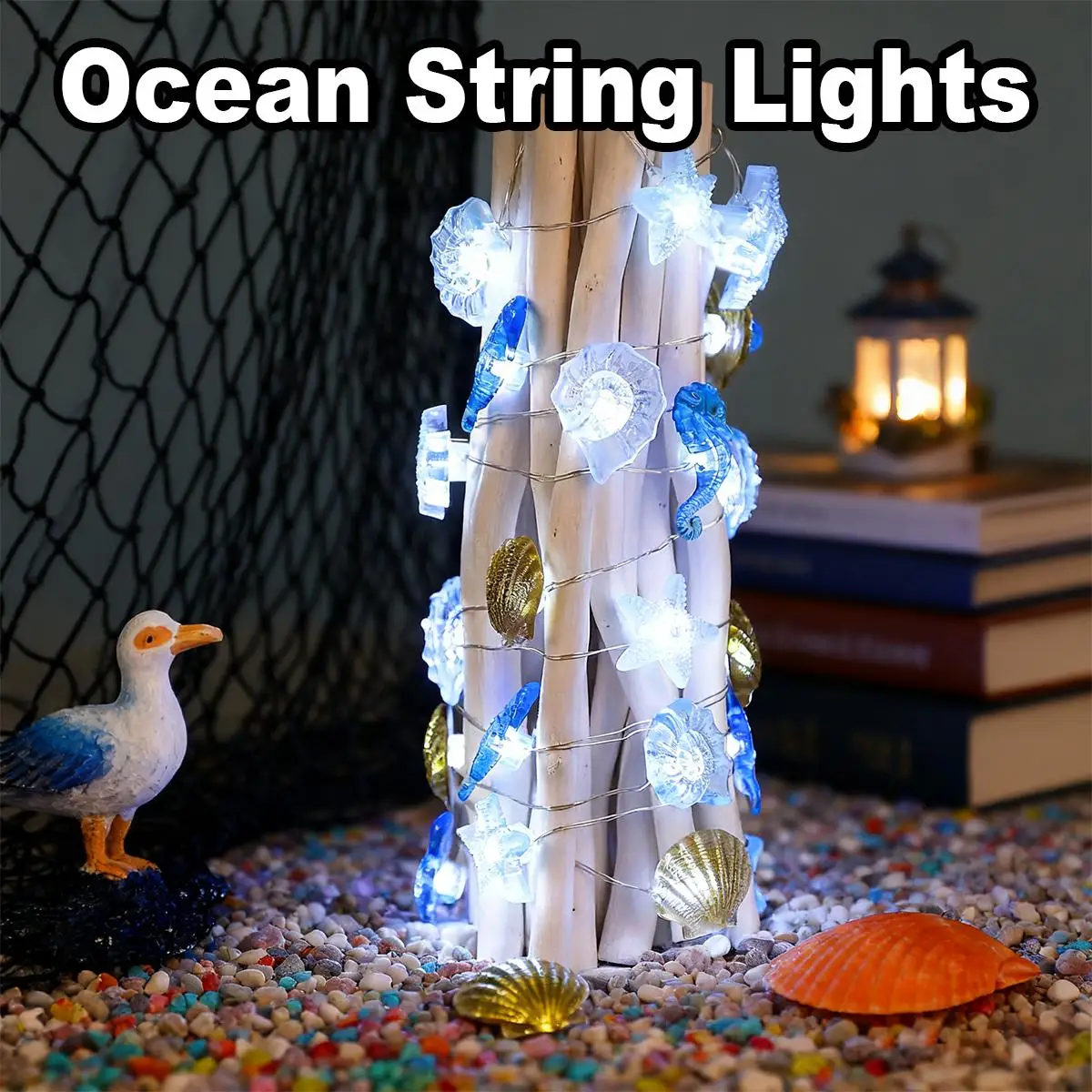 

Ocean Theme Led String Light Star Lights Battery Operated Fairy Mermaid White Diy 2m Indoor Party Holiday Blue Childrens Bedroom