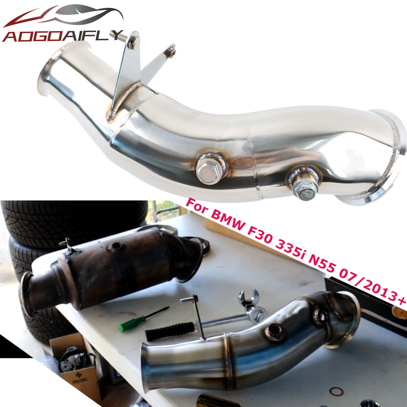 Turbo Catted/Catless Downpipe for BMW F30 335i N55 3.0L 07/2013+ F22 M235i xDrive 2013+ F32 435i xDrive 2013+ F87 M2 2015+
