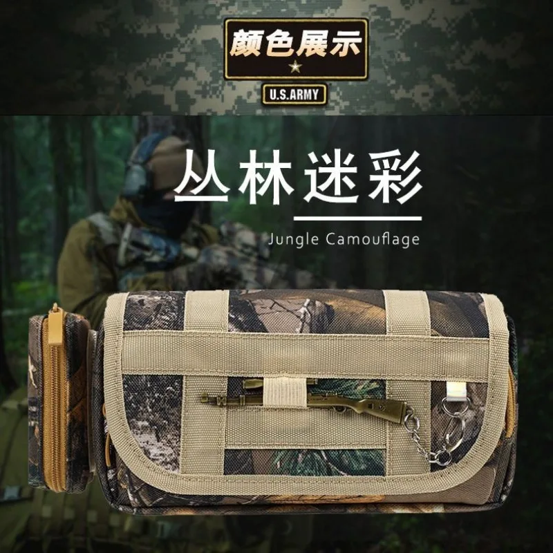 Camouflage Canvas Pencil Case Multifunctional Pencil Cases Large Capacity Zipper Style Stationery Storage School Supplies