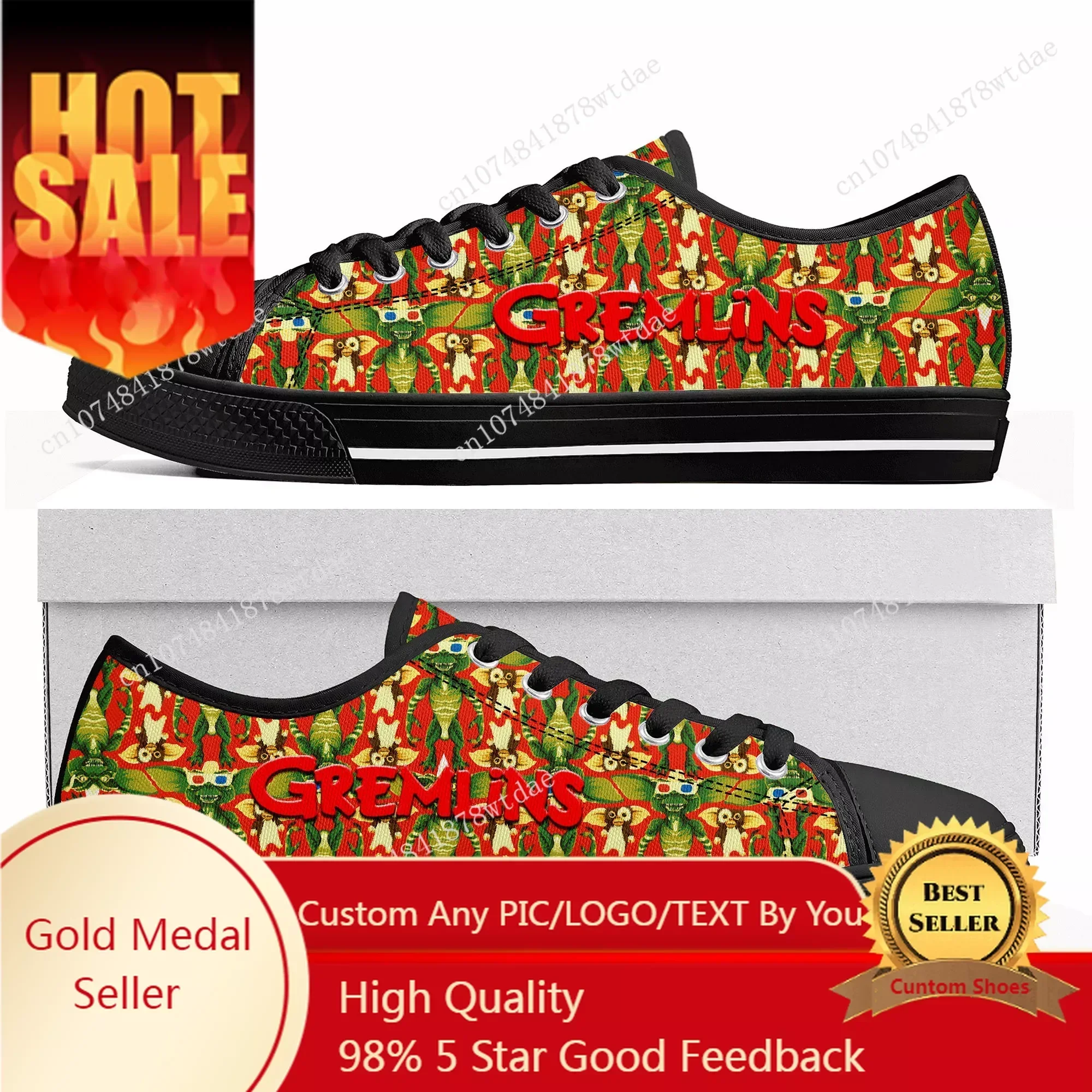 

Gremlins Low Top Sneakers Womens Mens Teenager High Quality Canvas Sneaker Fashion Casual Anime Cartoon Manga Customize Shoes