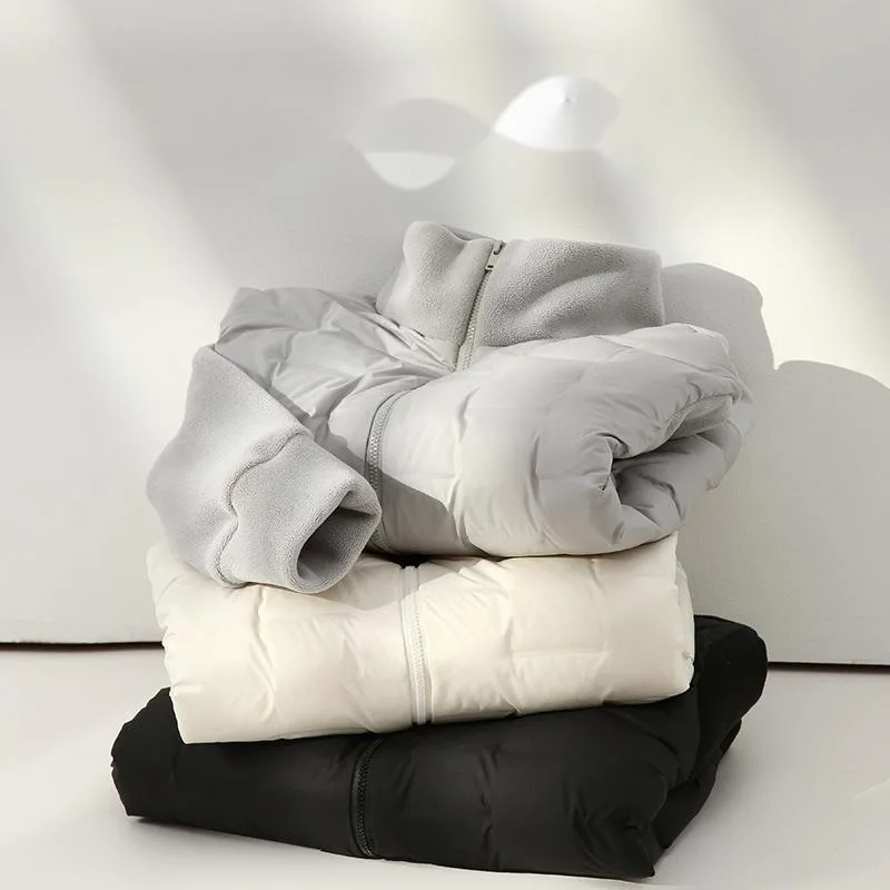 المرأة الصوف قصيرة أسفل سترة الشتاء الوقوف طوق المرقعة متماسكة سستة الدافئة رقيقة أسفل سترة، معطف غير رسمي