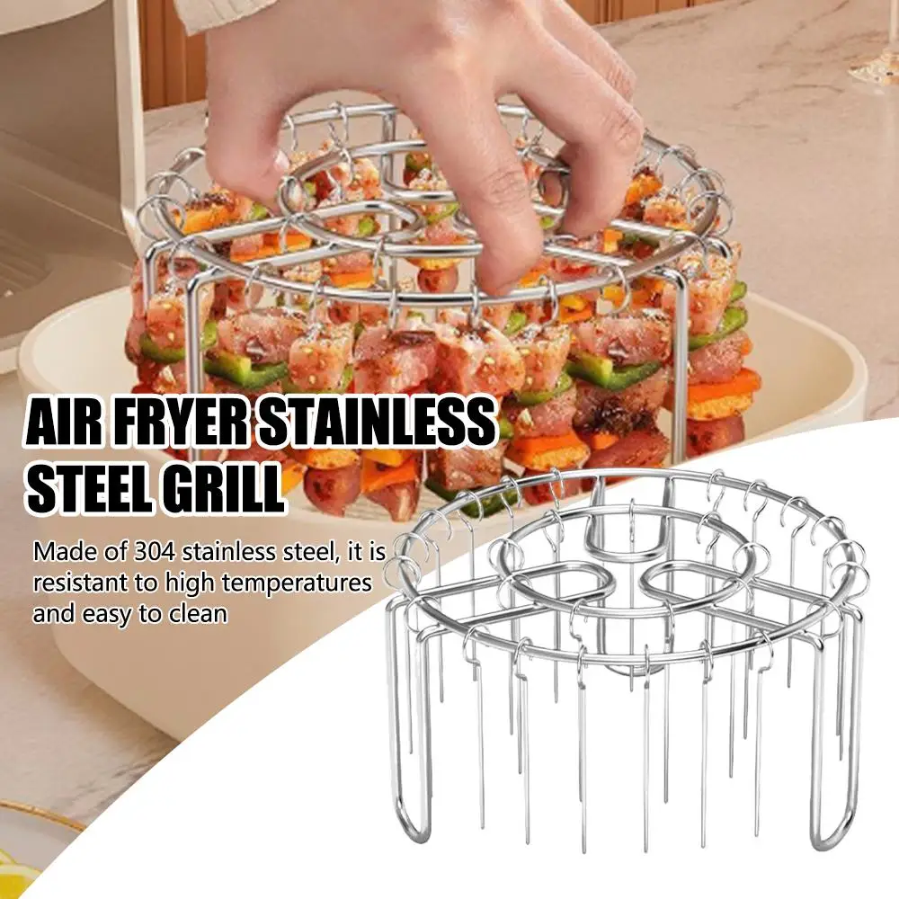 Edelstahl-Grill, vertikaler Spießständer, Grillutensilien, Küchenbedarf, Grill-Set, Luftfritteuse, Ofen, antihaftbeschichtet, wiederverwendbarer Spieß