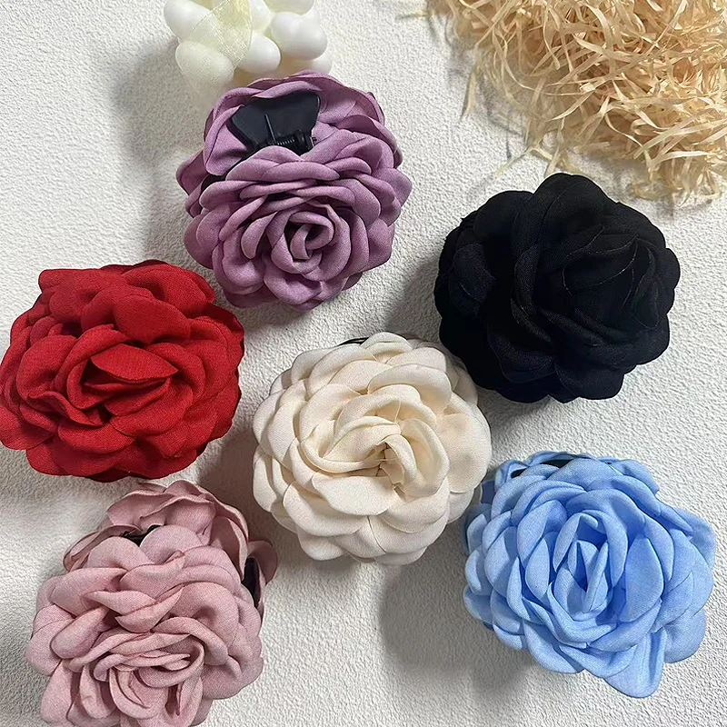 1/2/6 шт. однотонная стереоскопическая заколка для волос с цветком розы Fpr женская элегантная заколка для волос на затылке в виде акулы модная заколка для волос для девочек