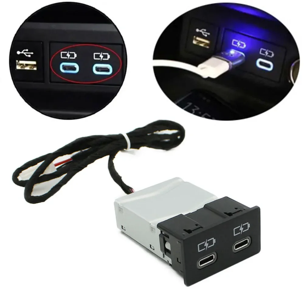 

Car USB Type-C Quick Charger for Toyota Sienna Camry Highlander Corolla RAV4 Land Cruiser 70 Prado 2018-2022 Wire Socket 1pc