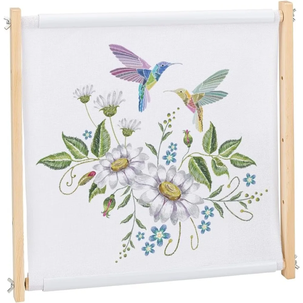 Wooden Cross Stitch Frame 40cm/15.7inch Square Shape Cross Embroidery Hoops Needlepoint Embroidery Tapestry Scroll Frame