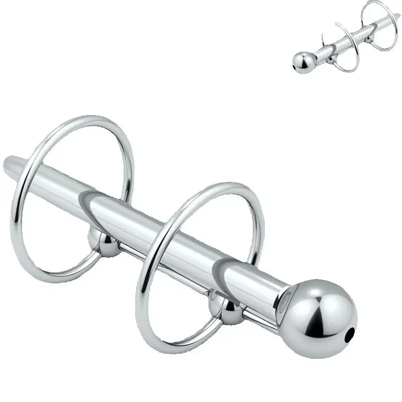 Male Urethral Plug Cock rings Stainless Steel Hollow Catheter Insert Dilator Scrotum Penis Ring Chastity Lock Sex Toy for Men