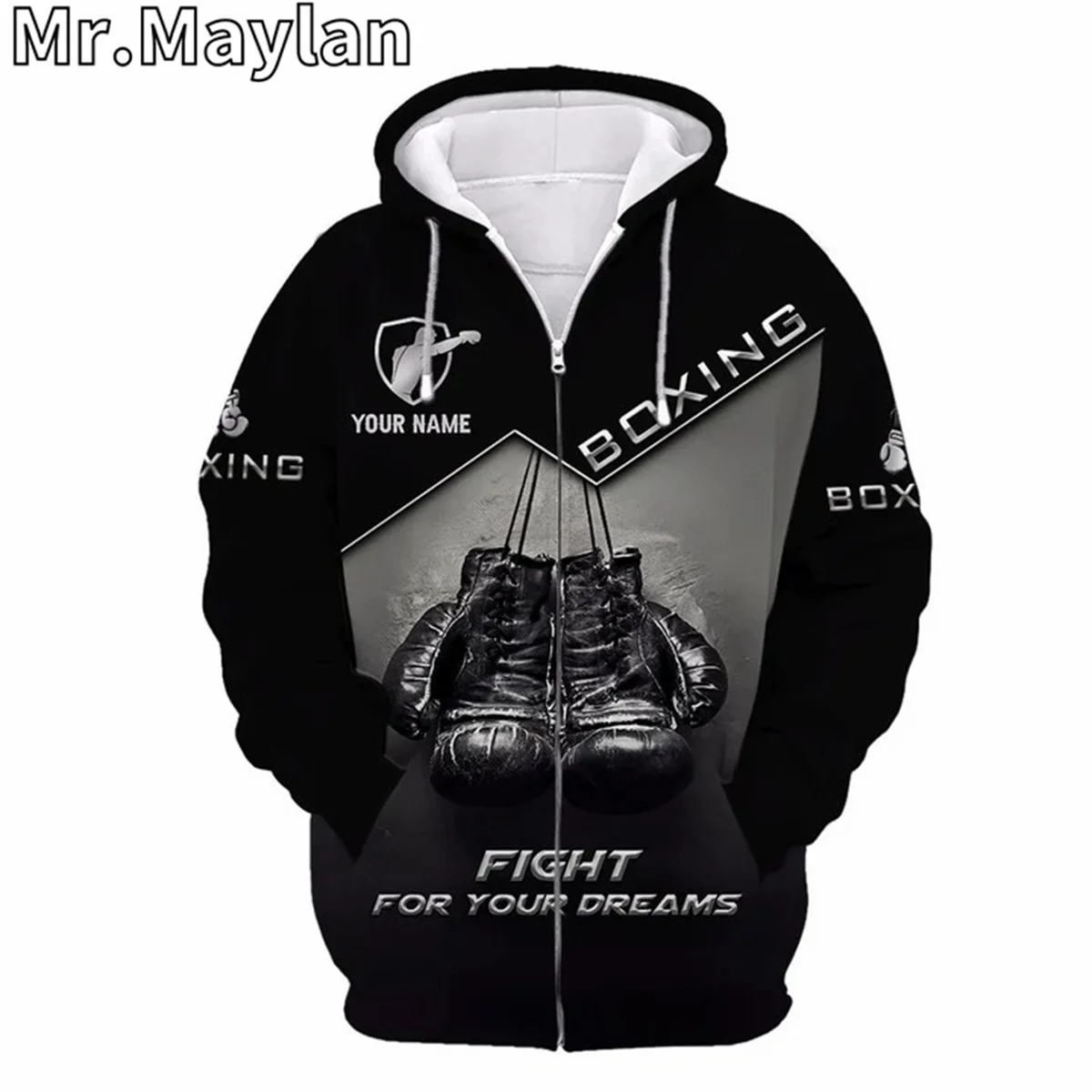 CUSTOM GIFT FOR BOXING LOVERS BLACK 3D Printed Hoodie Men/Women Sweatshirt Streetwear Zip Pullover Casual Jacket Tracksuits-0155