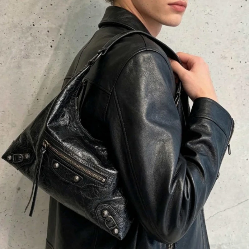 

Moto & Biker Rivet Decoration Bag For Women Luxury Designer Handbag And Purse New In Vintage Large Capacity Shoulder Crossbody