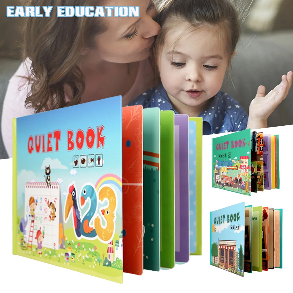 كتاب هادئ مشغول للأطفال ألعاب مونتيسوري لتعلم المهارات المبكرة لمرحلة ما قبل المدرسة