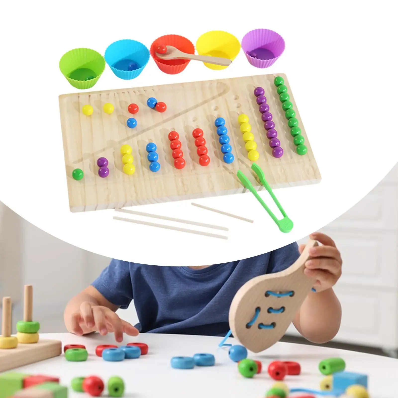 어린이를 위한 나무 색상 정렬 인식 교육 보조 수학 게임