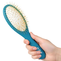 Pet Grooming Detangler Pin Dog Brush for Shedding & Removing Loose Fur, Lightweight with Gold Plated Pins for short Long Hair