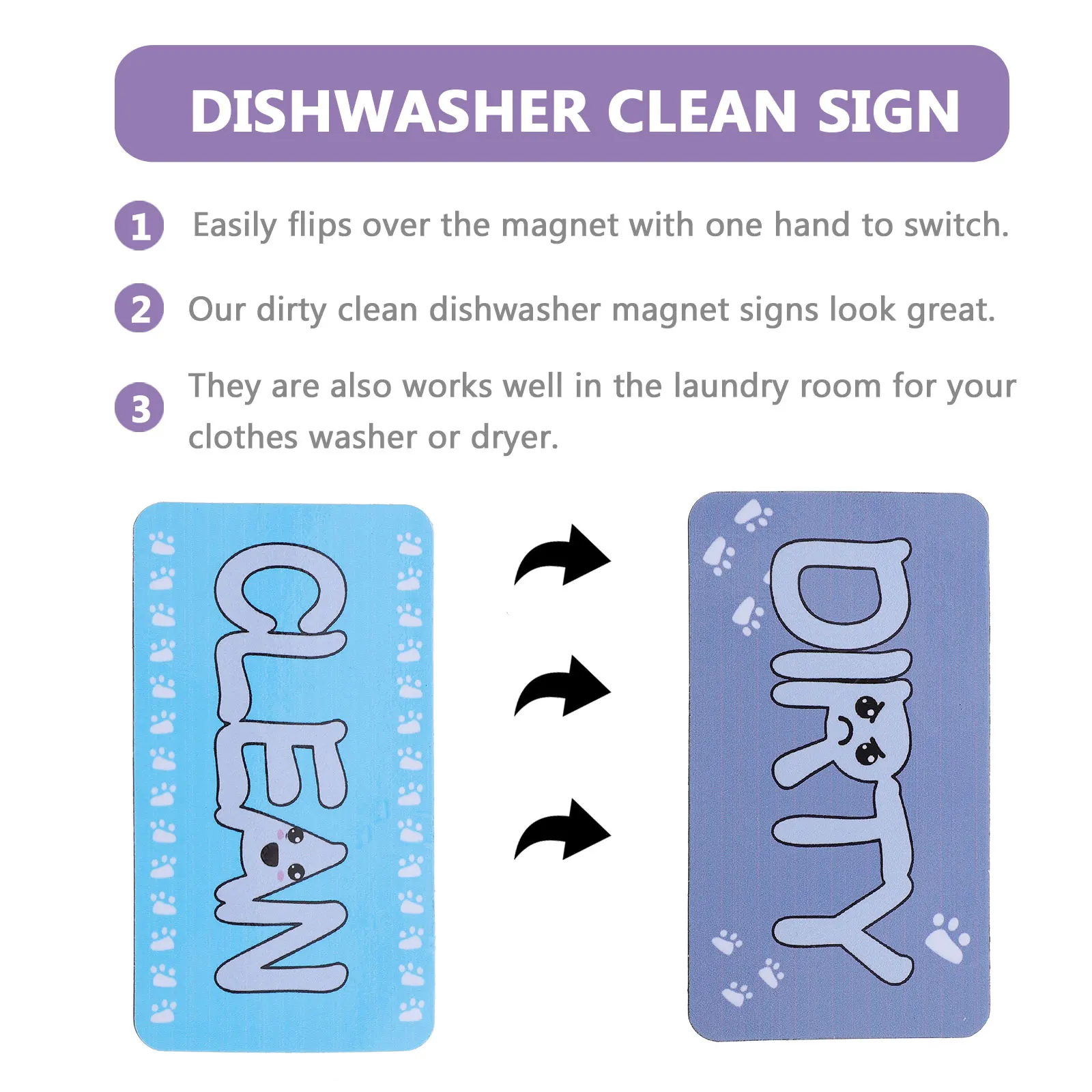 

Dishwasher Clean Dirty Signs Kitchen Fridge Labels Double Side Indicator Washing Machine Sticker ABS