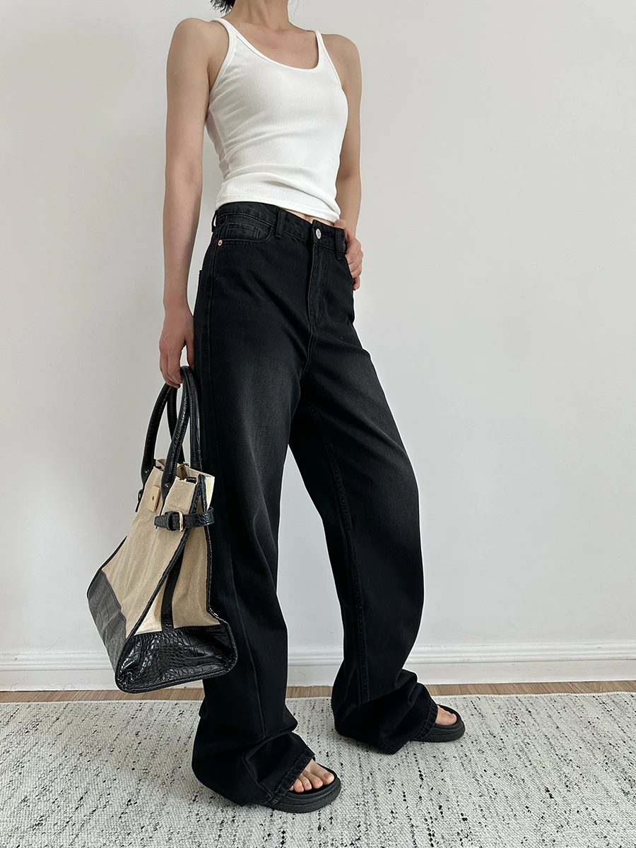 

Джинсы VANZOVIVILLY с высокой талией, прямые, женские, свободные, широкие, удлиненные, повседневные, длинные брюки