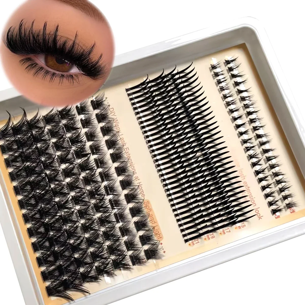 HBZGTLAD DIY 5D Fluffy Three Mixed Eyelash Clusters D Curling Wispy Personal Eyelash D-roll DIY natürlich verlängernde Wimpern