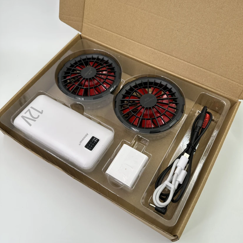 

20000mAh 12V DC Output Portable Power Bank with Fan For Cooling Vests Jackets Air Conditioning Powerbank for iPhone 16 15 Xiaomi