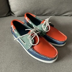 Handmade Men Mocassins Docksides Classic Genuine Leather Boat Shoes Design Comfortable Driving Shoes Casual Flat Loafers