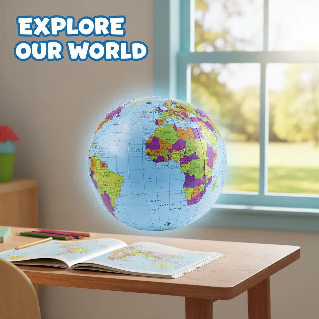 

Inflatable Globe Beach Ball Toy 12/16 Inch Map Educational Geography Teaching Balloon for Kids And Adults Creative Gift