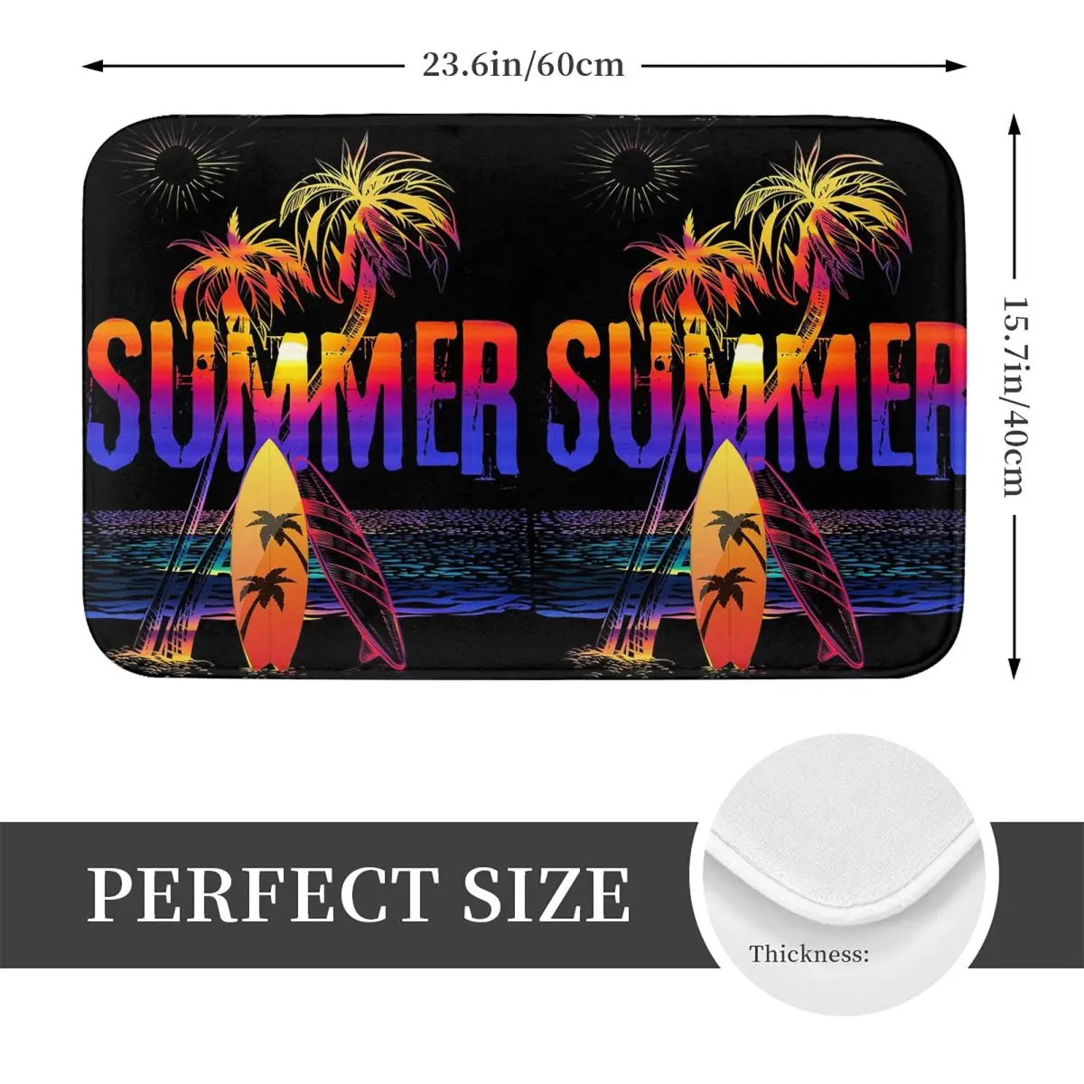 Bold Summer Surfboard Surf Design Anti-slip Doormat Floor Mat Washable Carpet Rug for Kitchen Entrance Home Balcony Footpad Mats