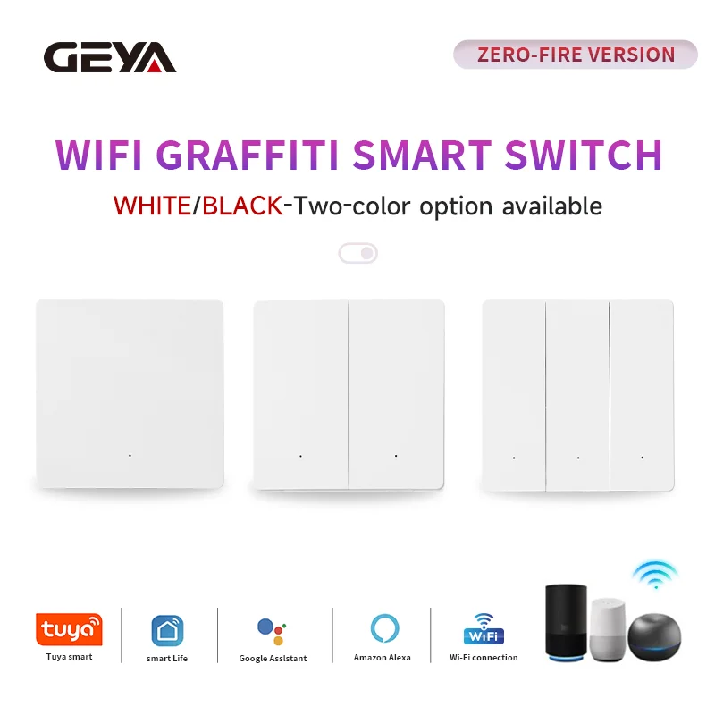 

GEYA GSW6-S 1/2/3gang 86-Type Push-Button WiFi Smart Switch (Line-Neutral Version) - Wall Switch
