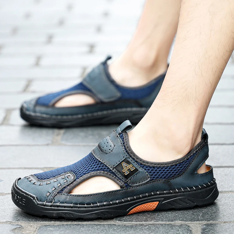 Hot Summer Men\'s Sandals Outdoor Mesh Sandals Soft Clogs Men Sandals Slides Handmade Dropship Sandals Roman Outdoor Slippers