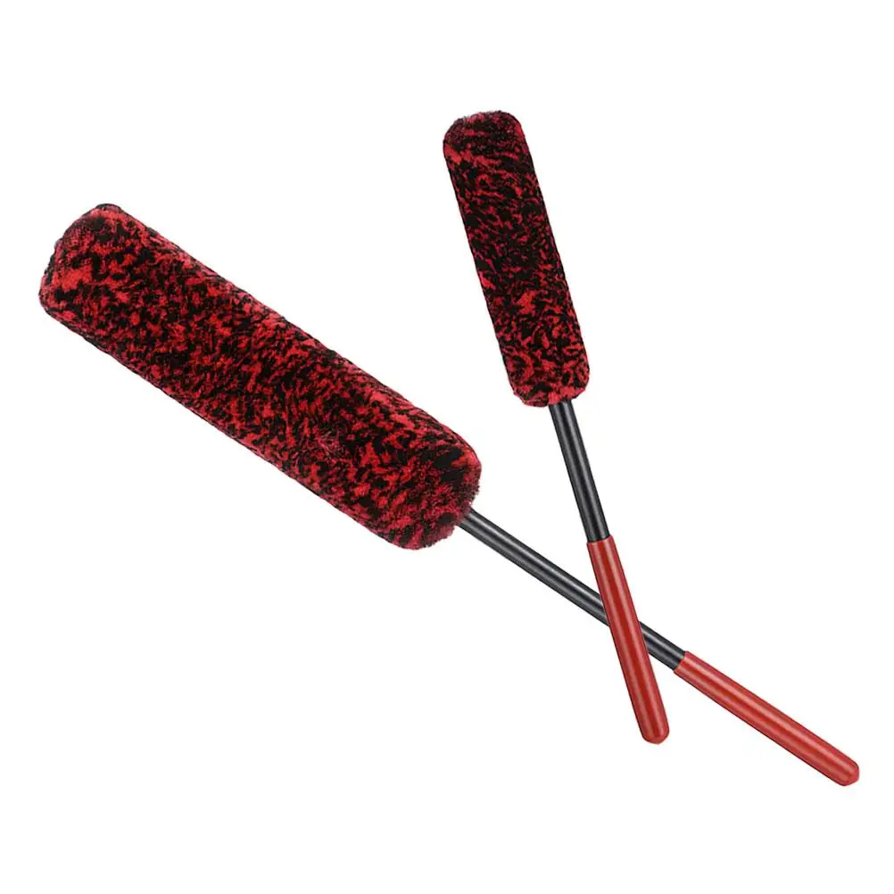 

2 Pcs Hub Brush Wheel Cleaner Long Handle Tire Car Wool Boost Appearance
