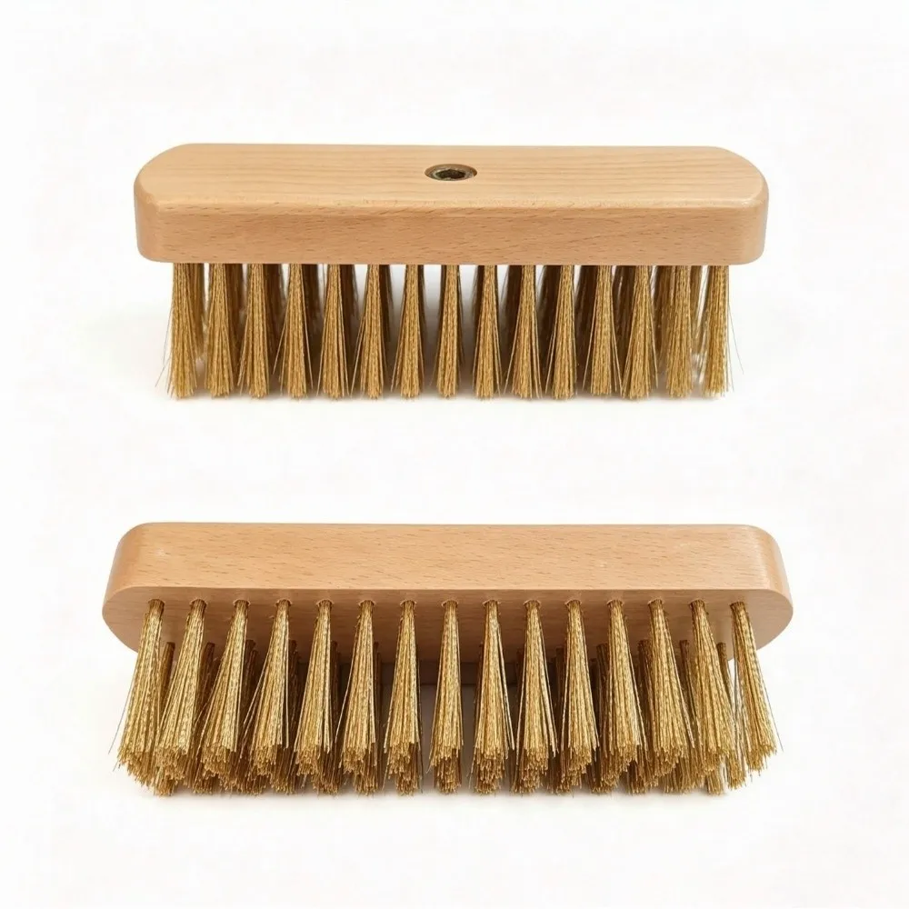 Copper Wire Pizza Oven Cleaning Brush Aluminum Alloy Handle Scraper Edge Oven Grill Cleaning Brush Long Handle