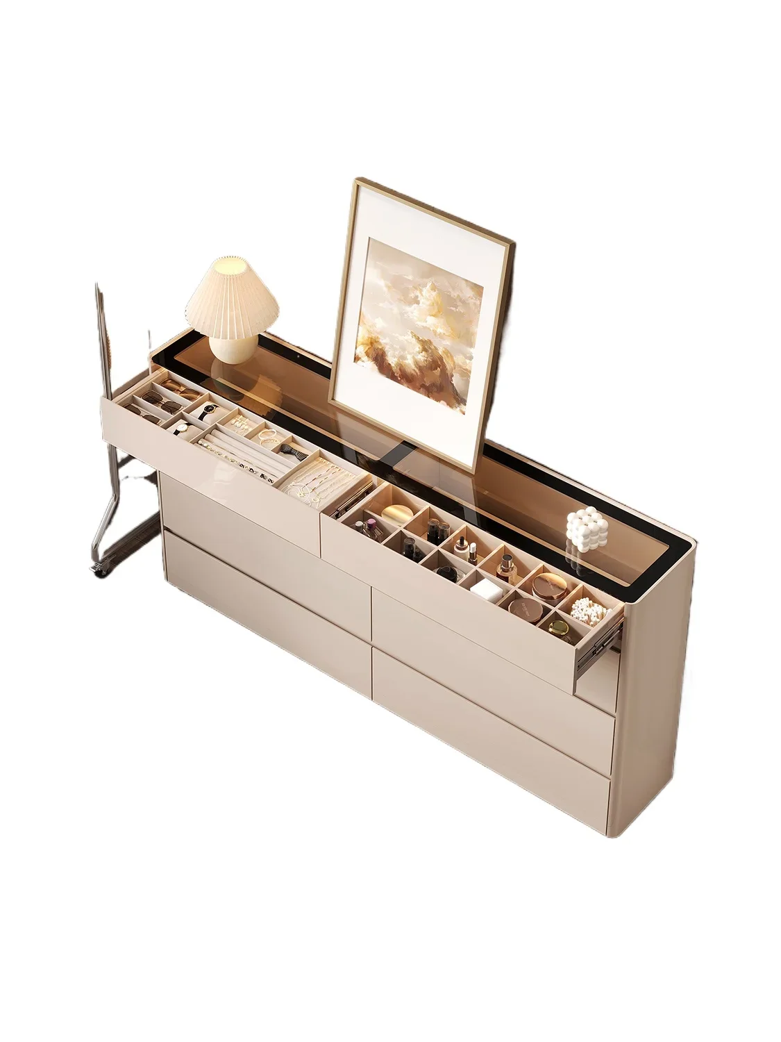 Zhongdi ultra-thin chest of drawers, light luxury floor-to-ceiling jewelry cabinets, jewelry storage cabinets, bedroom bedside