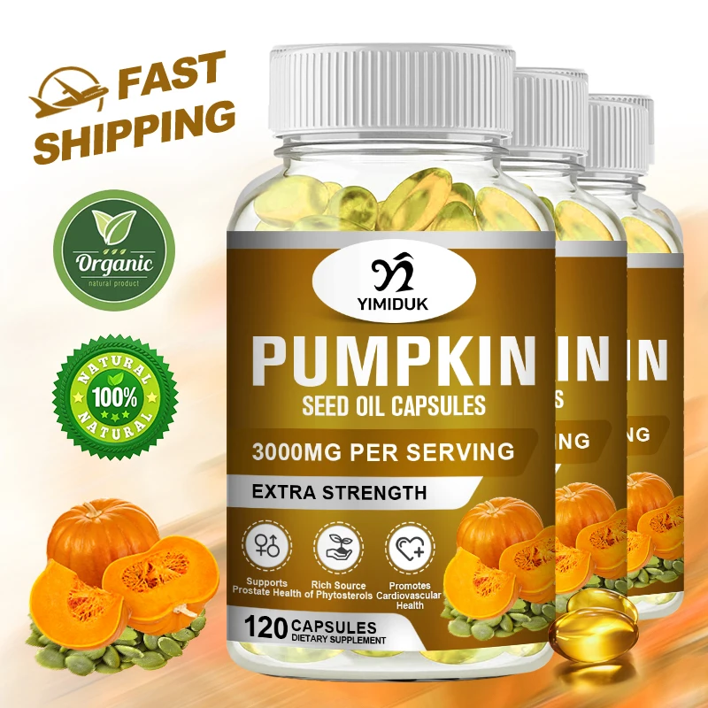 Pumpkin Seed Oil Capsules for Hair Growth Supports Urinary, Bladder & Prostate Health Promotes Cardiovascular Health