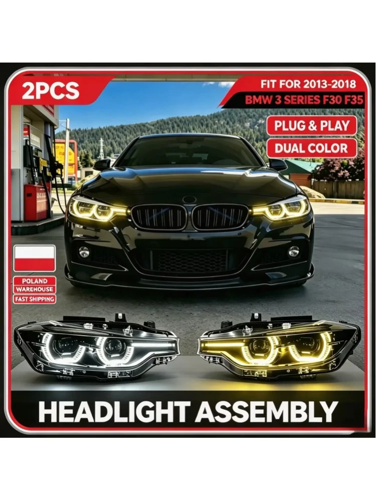 LED-Scheinwerfer für BMW 3er F30 F35 2013-2019 Plug-and-Play Frontleuchte DRL Sequentieller Blinker Upgrade Auto