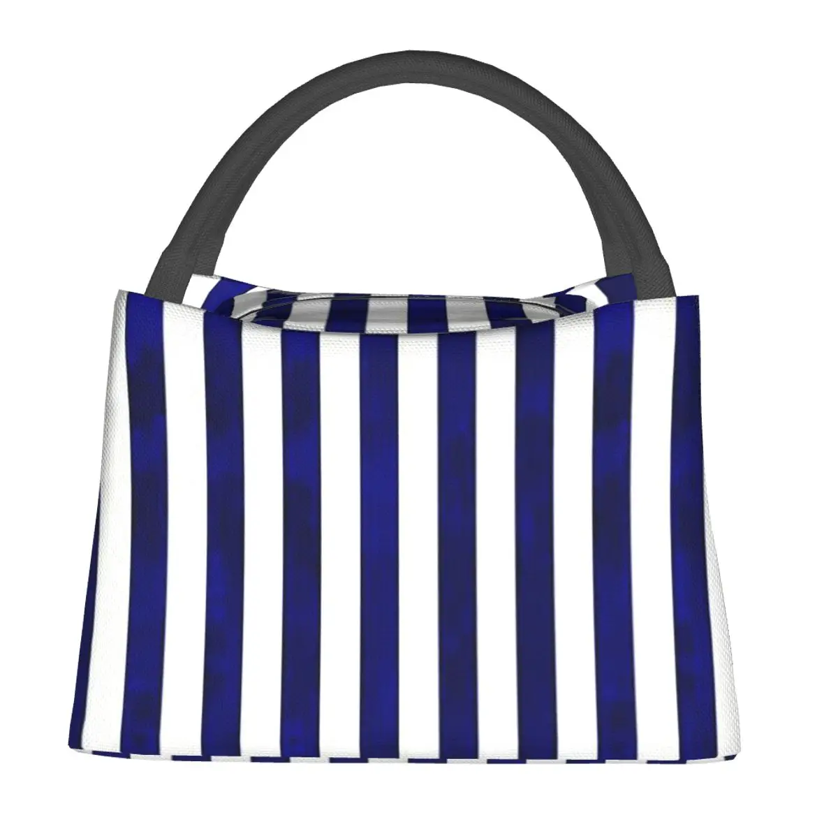 Classic Stripes Navy Blue And White Insulated Lunch Bag for Women Children Portable Food Boxes Thermal Lunch Box Tote