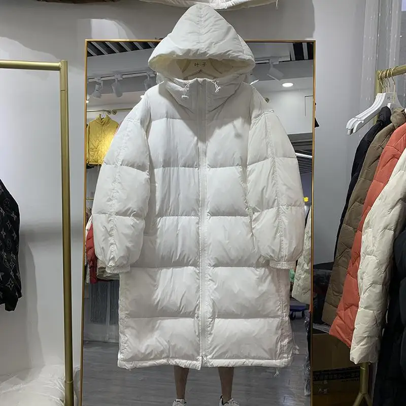 

Women's Mid-Length down Jaet Thiened Du down Bread Sle Coat Warm Sweet Sle Polyester Fiber Zipper Closure Pure Color