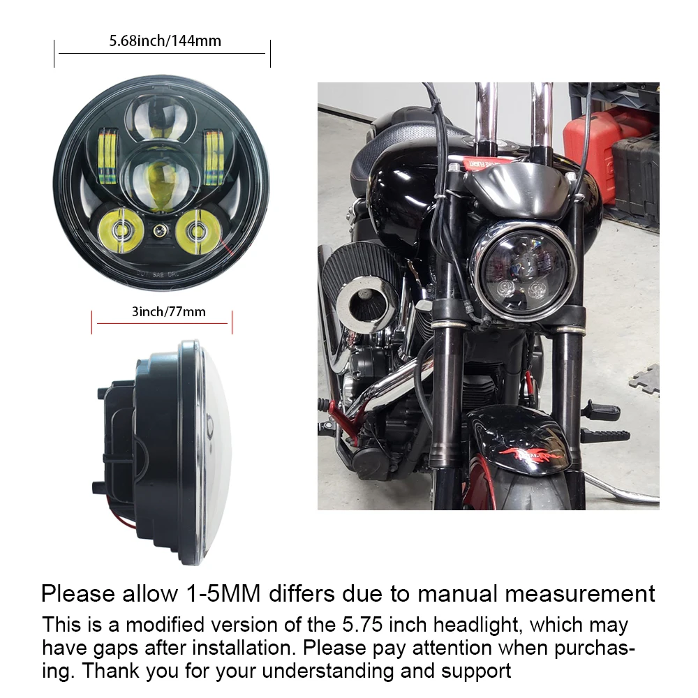 5.75 inch Headlight LED Light for Yamaha Bolt Raider Stryker SCR950 Warrior Hi/Low Beam Parking Light