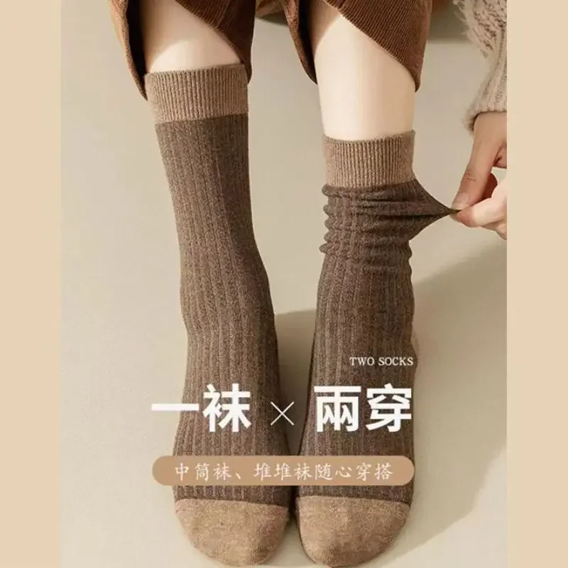 woman Mid Length Sports Socks male Color Blocking Sweat Absorbing Breathable All Season Universal Casual Cotton Socks 1-10 Pairs