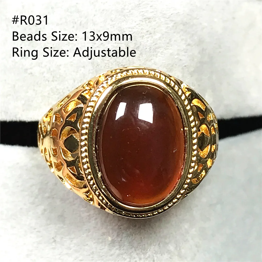 Natural Garnet Ring For Woman Lady Men Orange Red Crystal Gemstone Silver Love Gift Oval Beads Adjustable Ring Jewelry AAAAA