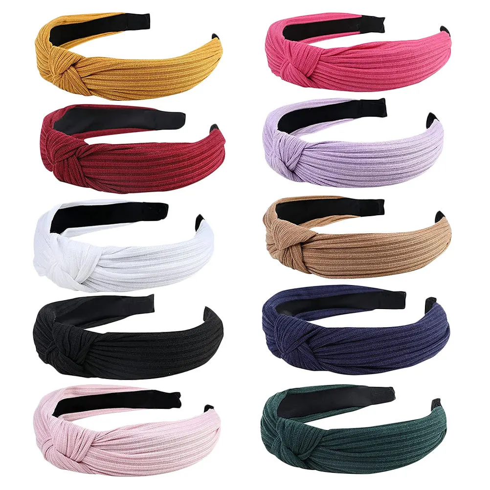 

10pcs Knotted Headband Simple Wide Hairbands For Women Hair Decor Accessory Washing Hair Tie Decorative