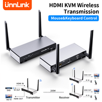 Unnlink 200M Wireless HDMI KVM Extender Video Transmitter Receiver USB 3.5 Audio With IR for PC Projector Monitor Mouse Keyboard