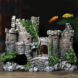 Resina antico castello ornamenti artificiali nascondiglio Caves Layout Prop per acquario acquario paesaggistica Decor