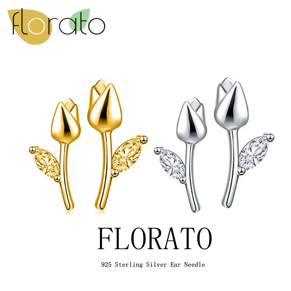 925 Sterling Silver Ear Needle Classics Tulip Gold Silver Perforated Women's Exquisite Flower Series Fashion Jewelry Gift Party